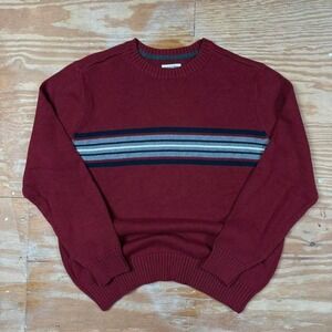 dark red burgundy striped knit sweater
